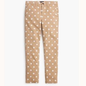 J.Crew Cotton Tan & White Polka Dot Printed High-Rise Girlfriend Chino Pants 6